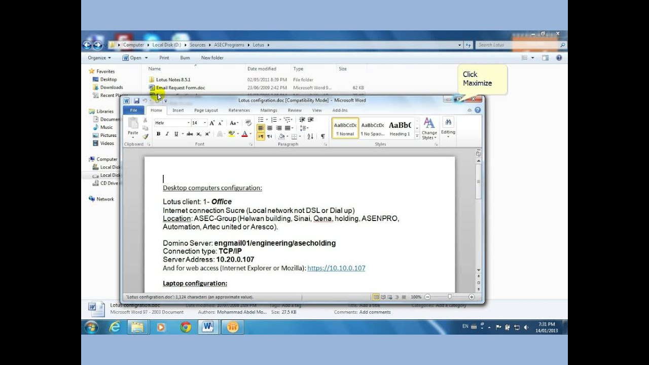 Installation & Configuration of Lotus Notes