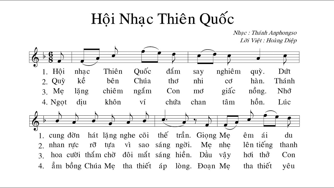 Hội Nhạc Thiên Quốc (Nhạc: Thánh Anphongso - Lời Việt: Hoàng Diệp) - Ca len di | Lyrics