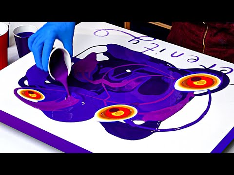 Big OUTCOME! 💛Gold & Violet💜 Orchid Flowers Flow: Tips and Tricks for Acrylic Pouring | Fluid Art