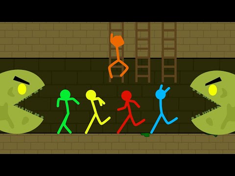 Red and Blue , Stickman Animation - MONSTER PACMAN (Full Video)