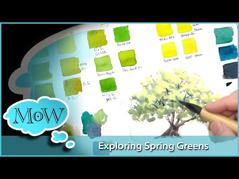 How Many Spring Greens Can I Find?! Watercolor Landscape Painting.