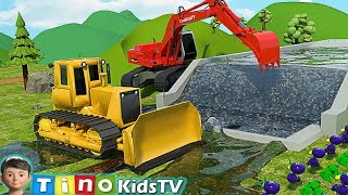 Bulldozer & Construction Trucks for Kids | Farm Water Reservoir Construction