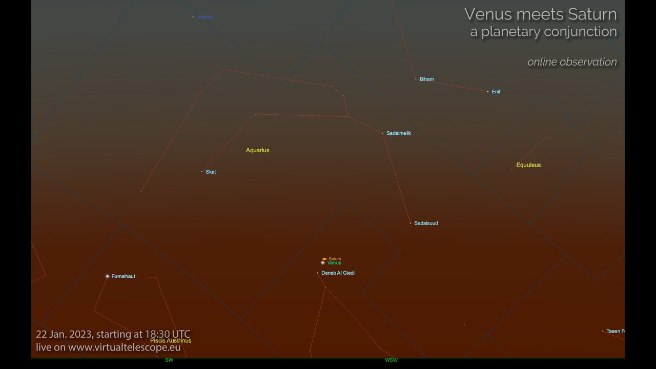 Venus meets Saturn: a planetary conjunction â€“ live event (22 Jan. 2023) - YouTube