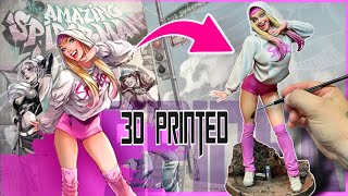 Painting a 3D Printed Spider Gwen Statue