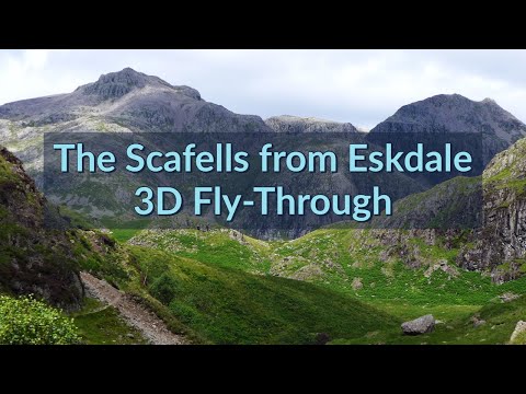 The Scafells from Eskdale: 3D Aerial Fly-Through of the Route: Scafell Pike & Scafell via Lords Rake