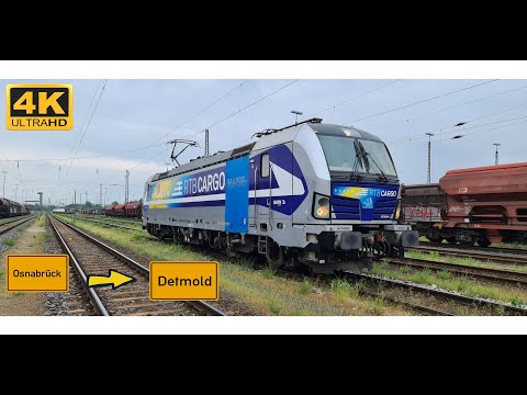 【4K】 Führerstandsmitfahrt Osnabrück Hbf nach Detmold Bf über Melle,Bruchmühlen,Bünde,Herford,Sylbach