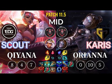 EDG Scout Qiyana vs GEN Karis Orianna Mid - KR Patch 11.5