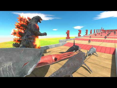 Mutant Primates Climb Challenge | Godzilla Burning VS Aquatics - Animal Revolt Battle Simulator