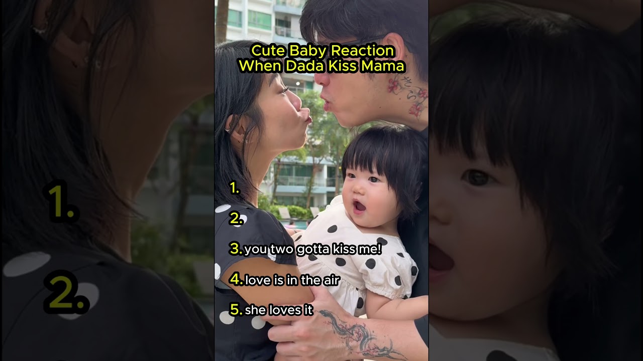 Cute Baby Reaction When Dad Kiss Mama