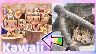 【★狐ちゃん】丸太から可愛いこけしを削る！【kokeshi dolls】