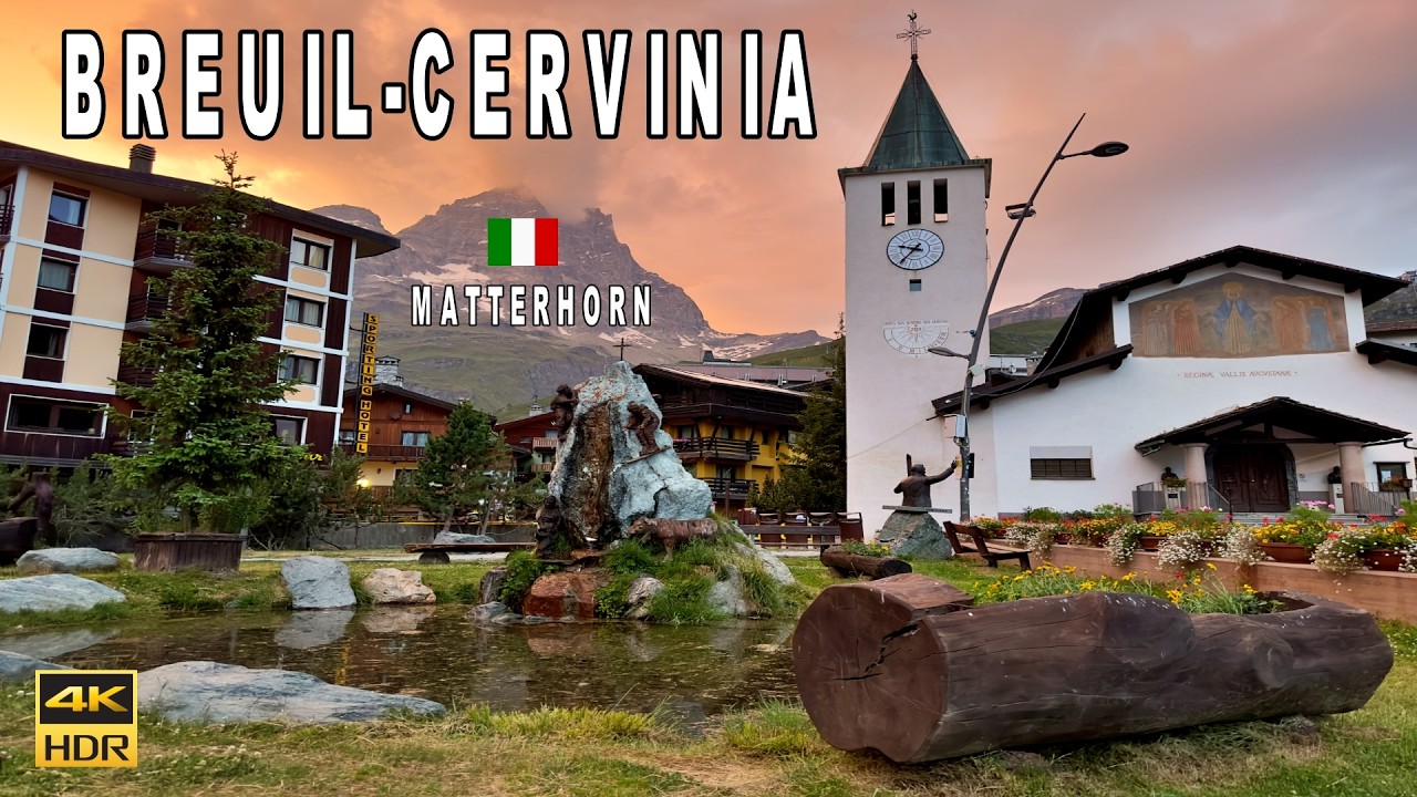 Matterhorn from Italy 🇮🇹| Evening Walk Through Breuil-Cervinia | 4K 🇮🇹