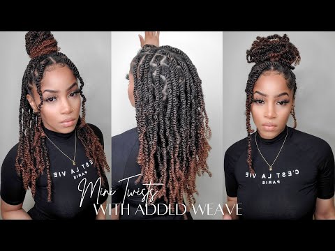 Mini Twists on Short Hair With Added Weave in 2.5 hrs...