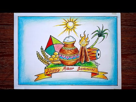 Makar Sankranti Drawing | 🪁 🎎 | Pongal | Maghe Sankranti | Magh Bihu | Maghi | Tusu Festival Drawing