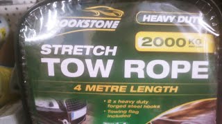 Brookstone Heavy Duty stretch Tow rope 4 mtr 2000 KG