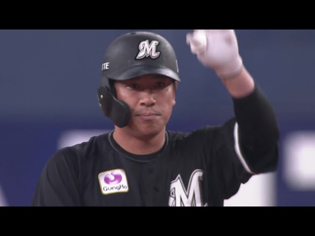 【7回表】マリーンズ・角中勝也 代打起用に応える2点タイムリー2ベースヒットで同点!!  2023年10月4日 オリックス・バファローズ 対 千葉ロッテマリーンズ