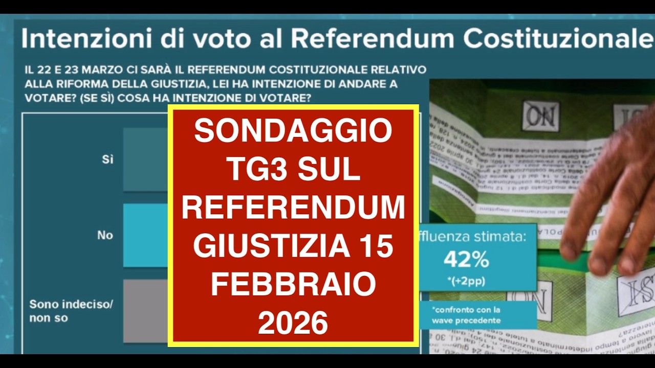 SONDAGGIO TG3 SUL REFERENDUM GIUSTIZIA 15 FEBBRAIO 2026