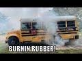 THE SPOOL BUS DOES VERY FIRST BURNOUT!!!! EPIC