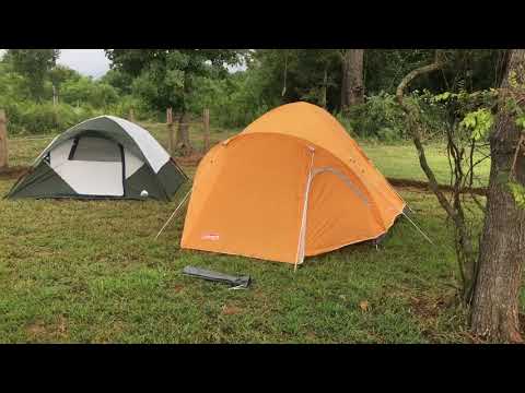 OZARK Trail Tent and Coleman Hooligan Tent set up Side by Side