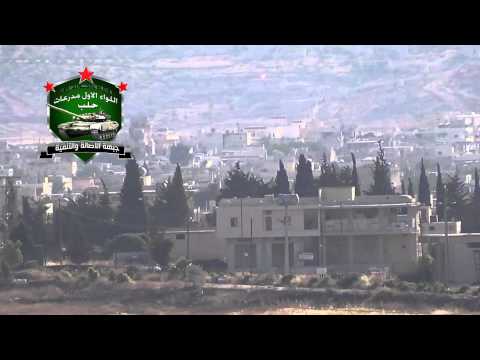 استهداف قوات النظام بصورايخ غراد من قبل لواء الأول مدرعات في نبل في محافظة حلب