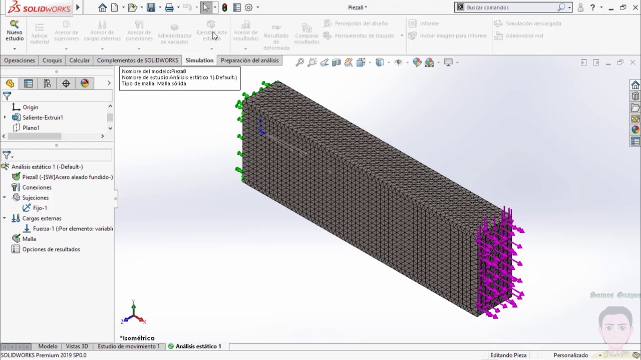 Trazado de círculo de Mohr, con ayuda de SolidWorks Simulation.