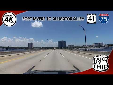 A Drive on US 41 through Fort Myers & I-75 south to Naples, Golden Gate, Alligator Alley, in 4K