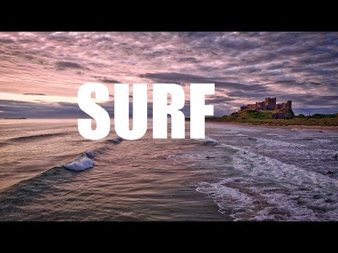 Morning surf session captured by drone at Bamburgh