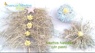 Adornos Navidad con Pasto Manualidades con pasto