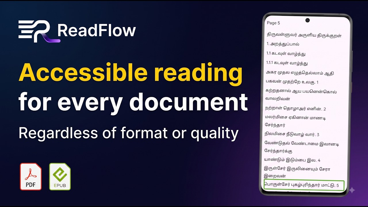 Launching ReadFlow! An Accessible & Structured PDF/EPUB Reader with OCR | Tamil