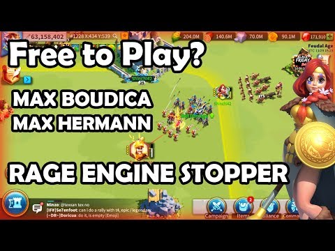 Rage Engine Stopper - Max Epics Now F2P! Boudica Hermann Battle Guide | Rise of Kingdoms