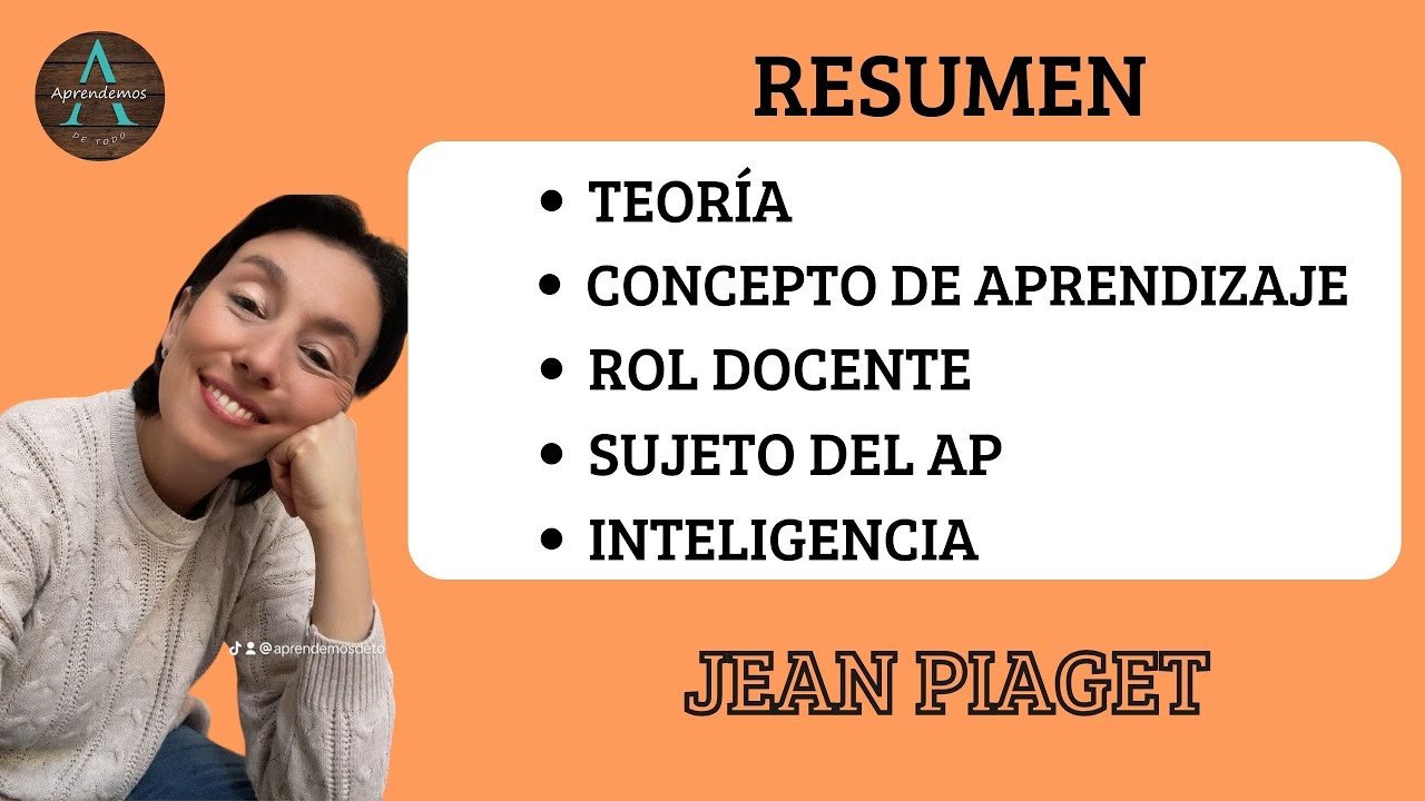 RESUMEN Jean Piaget Teoría, concepto de aprendizaje, rol docente, alumno SUMMARY Jean Piaget Theory