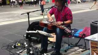 One man band - brilliant street performance by George kamikawa on burke street Melbourne