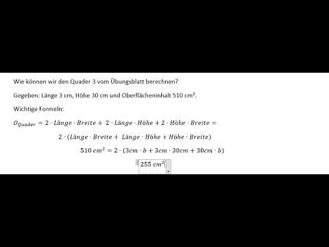Lösung zu Quader Oberfläche und zwei Seiten gegeben