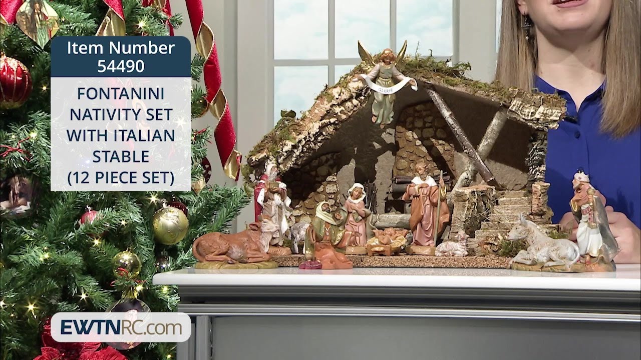 54490_FONTANINI NATIVITY SET WITH ITALIAN STABLE (12 PIECE SET)