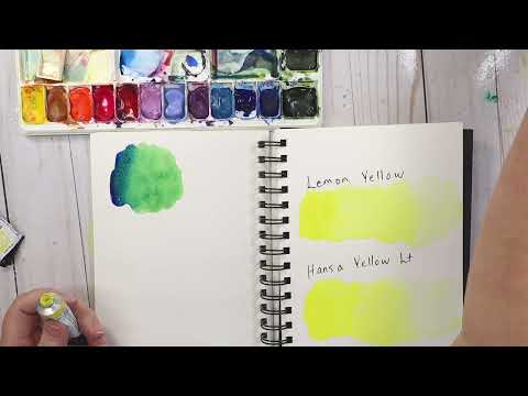 Daniel Smith Watercolor comparison Lemon Yellow and Hansa Yellow Light