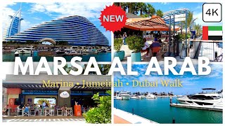 Dubai Newest Luxury Waterfront Destination! Marsa Al Arab Marina Walk, Jumeirah (4K Tour) 🇦🇪 vlog