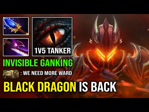 BLACK DRAGON IS BACK 1v5 Super Tank Carry Invisible Silver Edge Dragon Knight 7.32d Dota 2