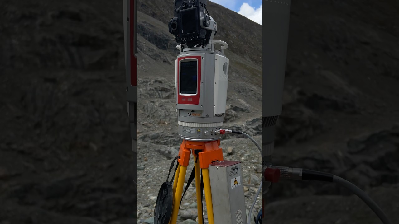 Terrestrial Laser Scanner TLS in Action, somewhere in the Machoi Snout and adjacent mountains.