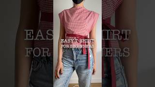 One of the easiest t-shirts to sew 🪡🩵 #sewingforbeginners #learntosew