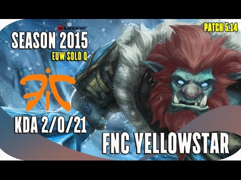 Trundle [Season 2015] - FNC YellowStar - EUW SoloQ KDA 2/0/21