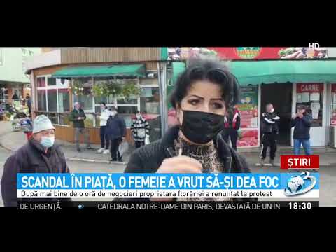 Scandal într-o piaţă din Târgoviște! Motivul pentru care o femeie a vrut să își dea foc