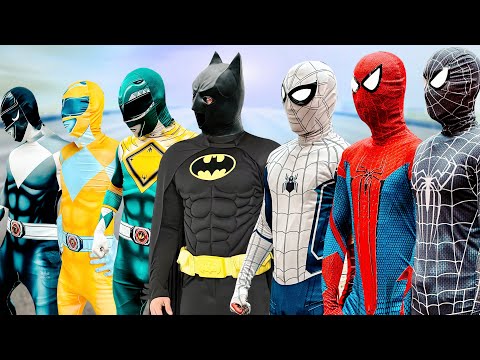 TEAM SPIDER-MAN vs BAD GUY TEAM | The Battle of BAT MAN, GREEN RANGER, BLACK RANGER ( Live Action )