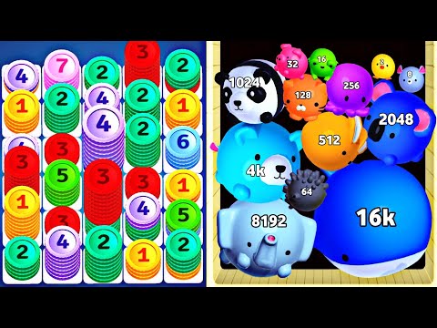 JELLY MERGE 3D vs Coin Stack Puzzle - ASMR Gameplay (Numbers Evolution, Level Up Jelly Balls 2048)
