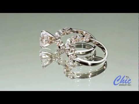An elegant engagement ring set with cz in platinum- Item PMA7928
