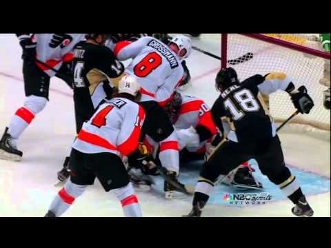 Chris Kunitz disallowed kicked in goal vs flyers Feb 20 2013