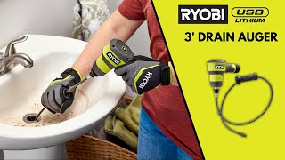 RYOBI USB Lithium 3' Drain Auger