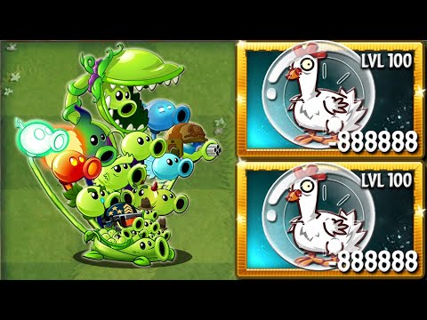 All PEA Plants Power-Up Vs Hamster Ball Chicken Zombie - PvZ 2 Battlez