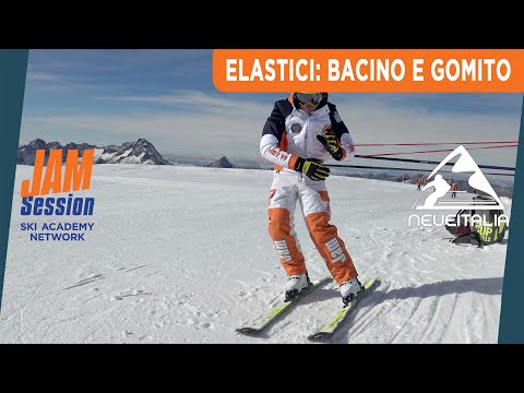 Con gli elastici studiamo l'azione delle forze per equilibrare in curva la parte alta del corpo.