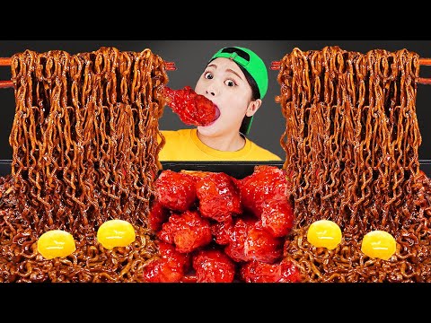 Black Bean Noodle Spicy Sauce Fried Chicken Mukbang DONA