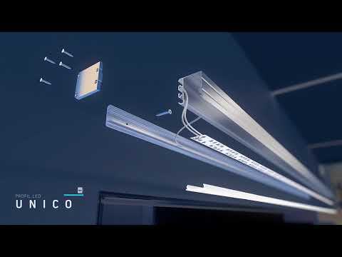 Відео огляд Алюмінієвий накладний профіль тип UNICO для LED стрічок, з розсіювачем LUMINES. (Ціна за 1 м.п.)