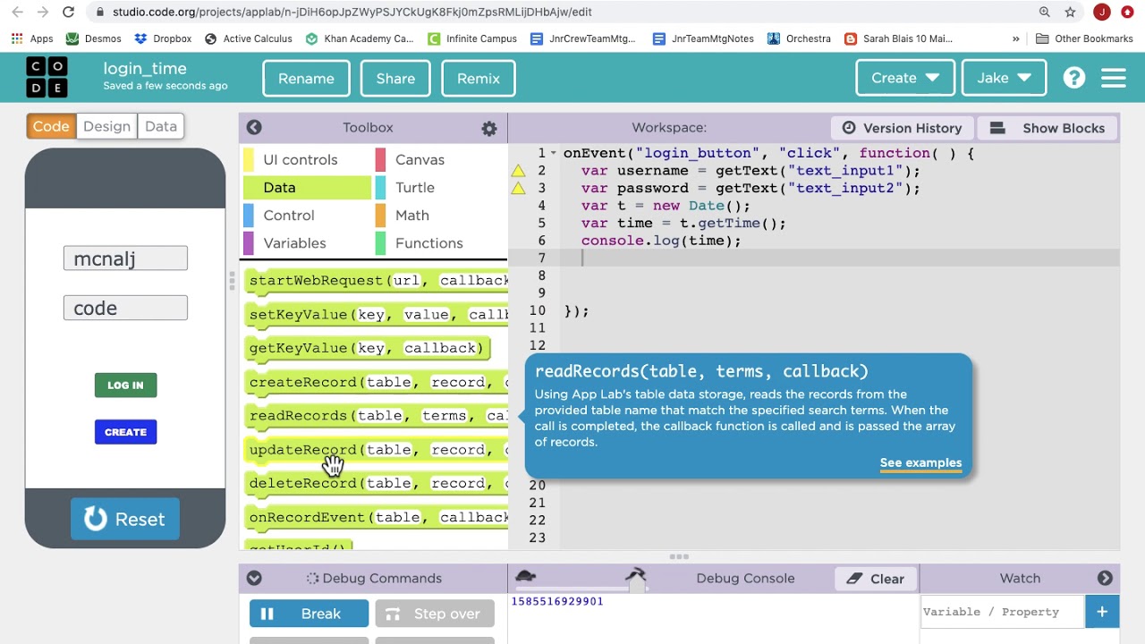 App Lab Adding Login Time to a Login System